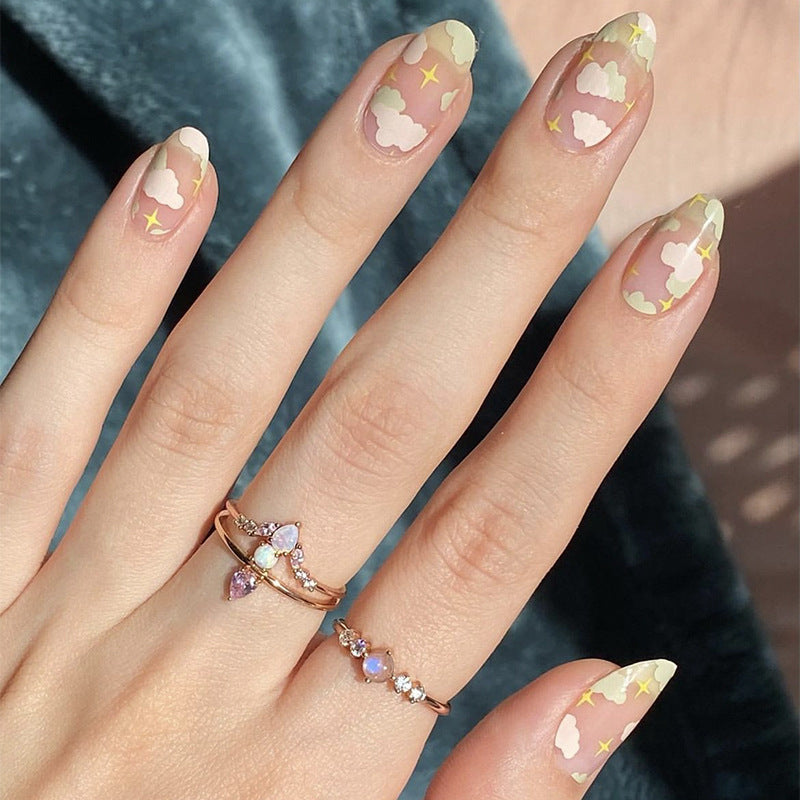 Artistic Cloud-Patterned Press-On Nails Kalsten