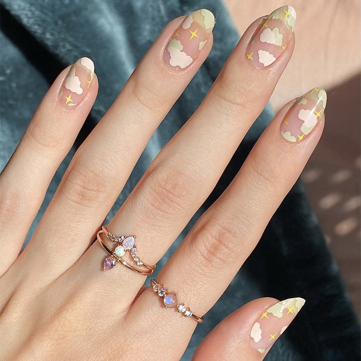 Artistic Cloud-Patterned Press-On Nails Kalsten