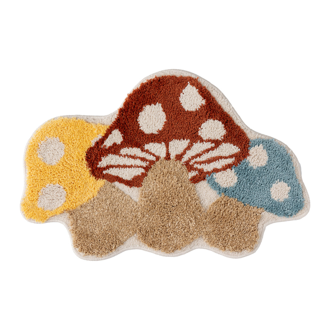 Hand-tufted floral contour rug with high pile and anti-slip