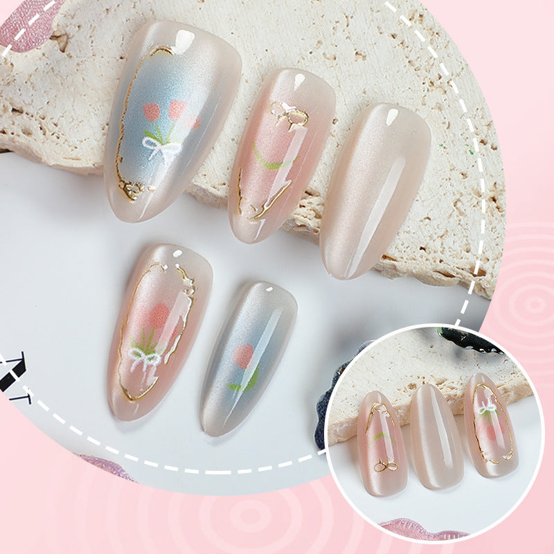 Decorative Floral Press-On Nail Design