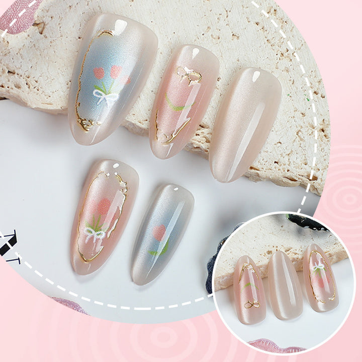 Decorative Floral Press-On Nail Design