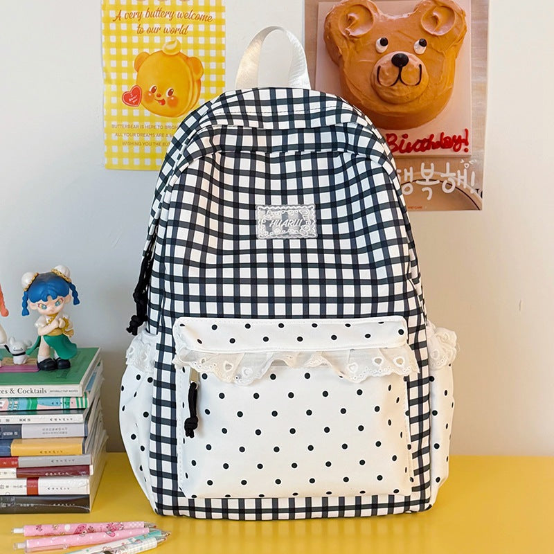 Stylish Gingham Print Casual Backpack Kalsten