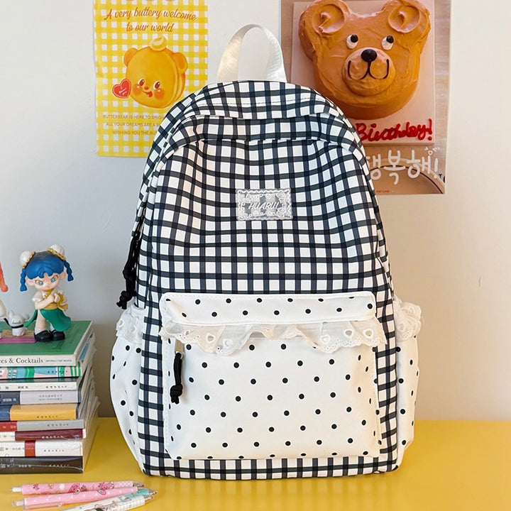 Stylish Gingham Print Casual Backpack Kalsten