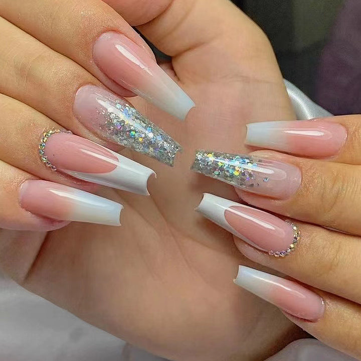 Artful Gel Nails with Glitter and Ombre Effect Kalsten
