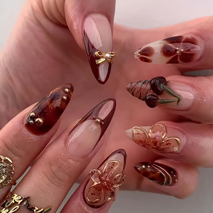 Artistic Flower-Inspired Acrylic Nail Set Kalsten