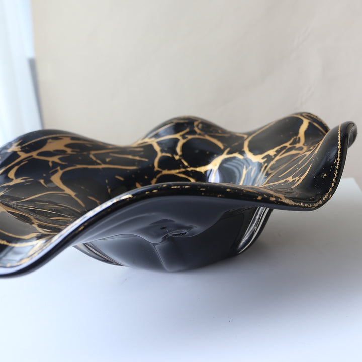 Sculptural Handcrafted Decorative Glass Centerpiece Bowl Kalsten