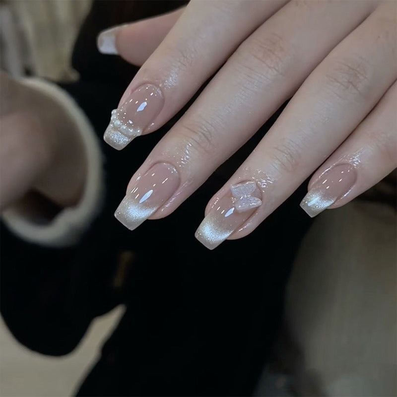 Elegant Press-On Nail Art with Decorative Design