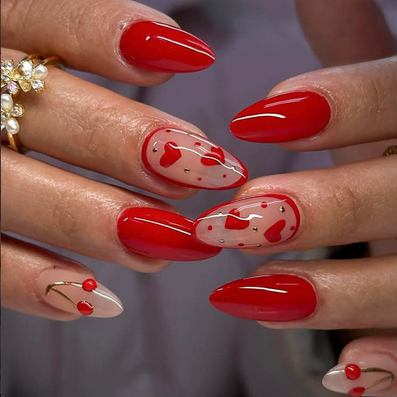 Heart-Themed Elegant Press-On Nail Art