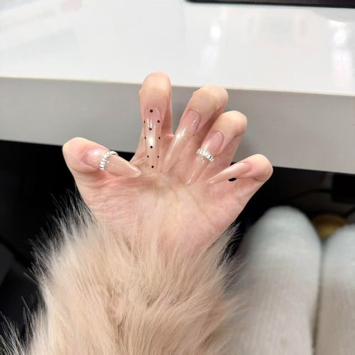 Stiletto Nail Art Extensions with Decorative Rhinestones