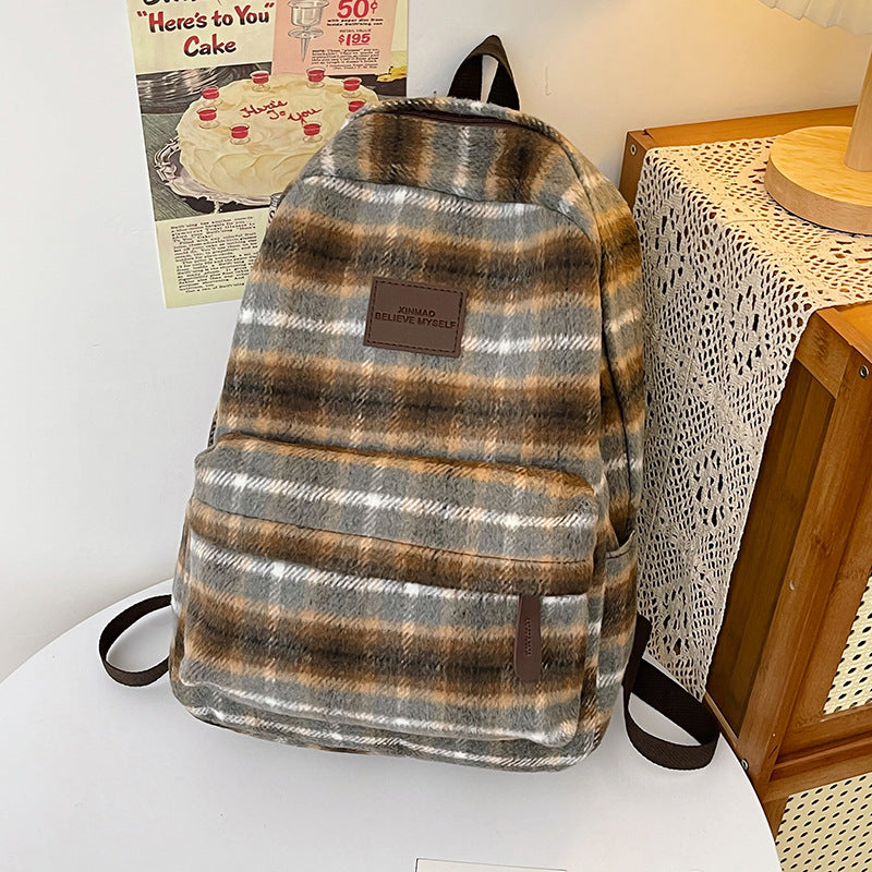 Stylish Plaid Backpack Kalsten