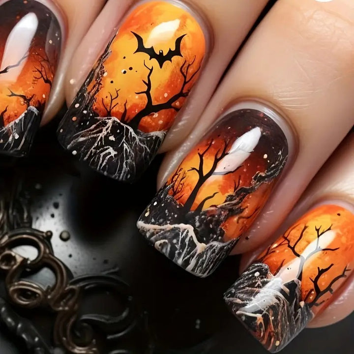 Halloween-Themed Artistic Nail Art