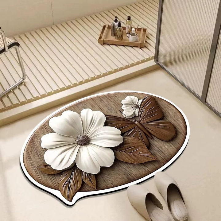 Decorative Floral Design Bath Mat
