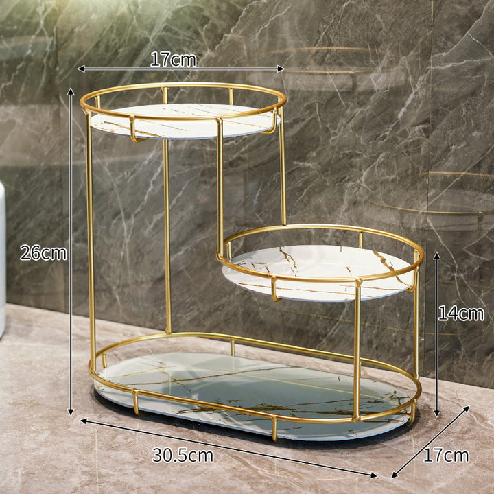 Elegant 2-tier storage basket made of marble Kalsten