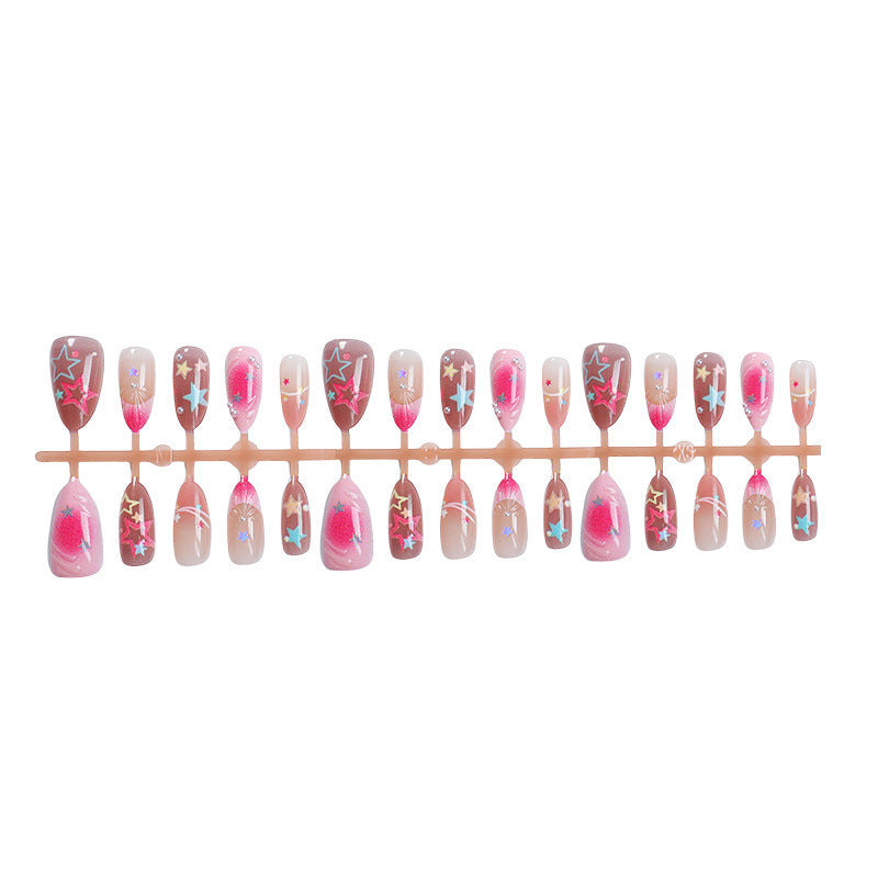 Artistic Star Pattern Press-On Nail Set
