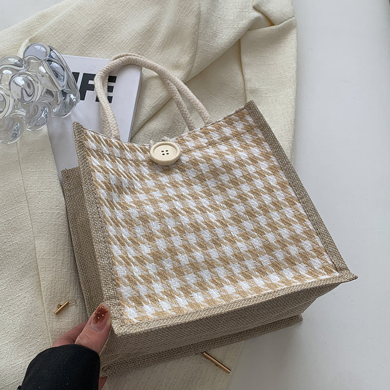 Handcrafted Houndstooth Tote Bag