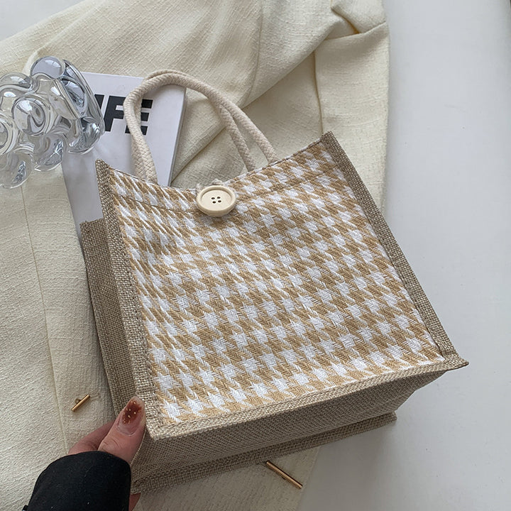 Handcrafted Houndstooth Tote Bag