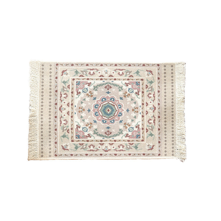 Short-pile decorative bathroom and runner carpet in oriental medallion style with fringes Kalsten
