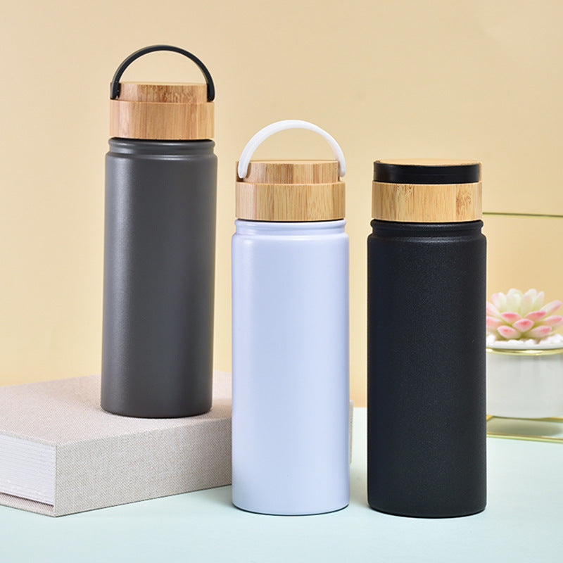 Ladies stylish and versatile stainless steel drinking bottle with bamboo lid Kalsten
