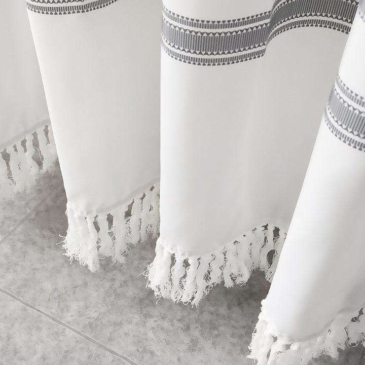 Textured Fringe Shower Curtain Kalsten
