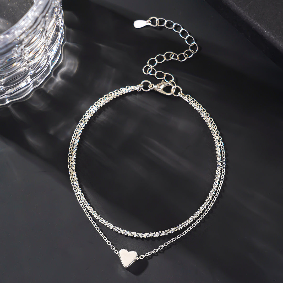 Two-Tone Heart Charm Anklet Kalsten