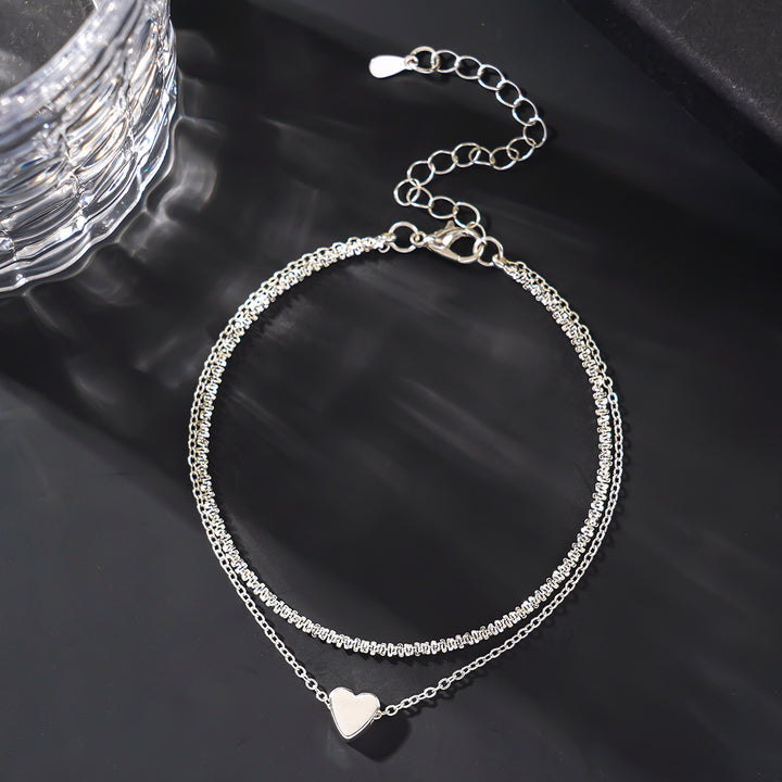 Two-Tone Heart Charm Anklet Kalsten