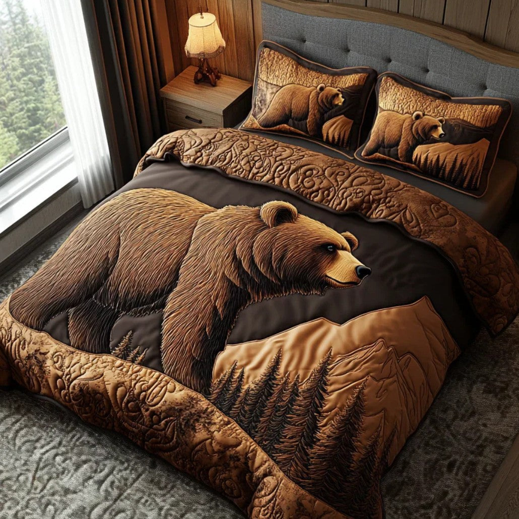 Quilted Tree Of Life Comforter Set With Embroidered Jacquard Cover And Matching Shams