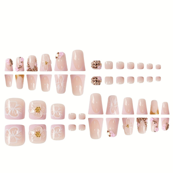 Floral Embellished Press-On Nail Enhancements Kalsten