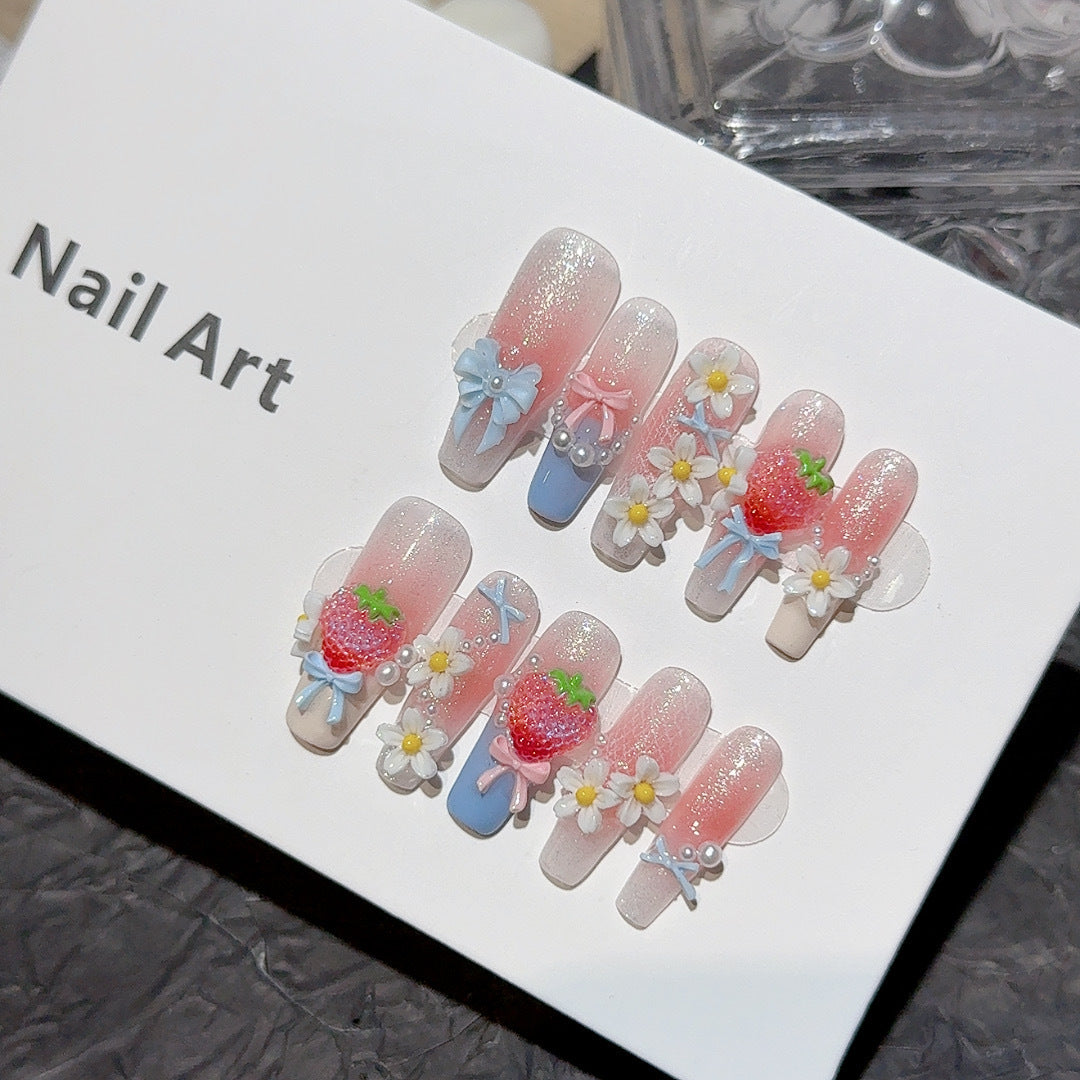 Charming 3D Floral Press-On Nail Art Set