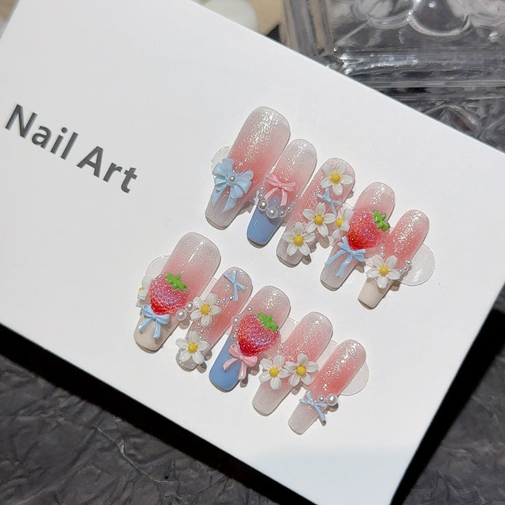 Charming 3D Floral Press-On Nail Art Set