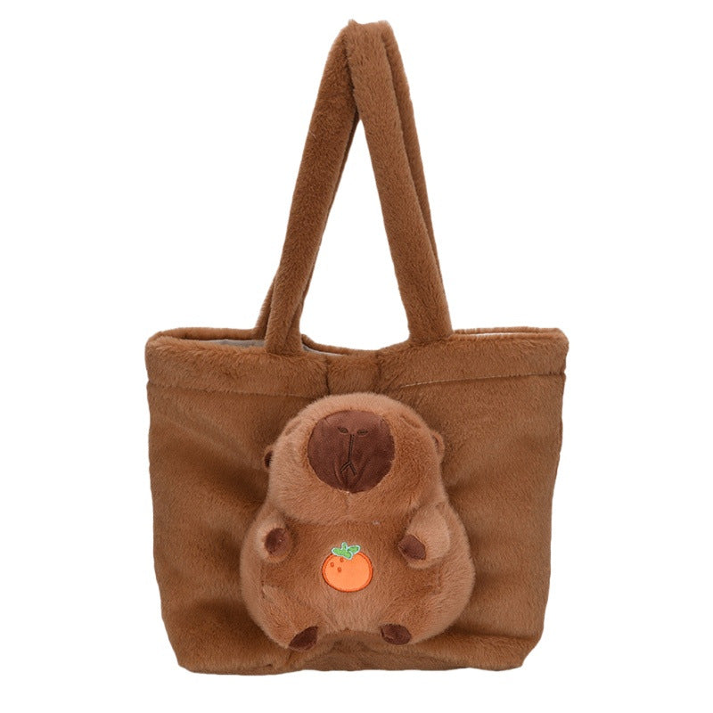Plush Tote Bag with Large Interior Compartment and Cute Animal Design Kalsten