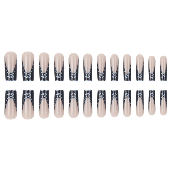 Artistic Black and White Floral Nail Press-On Set Kalsten