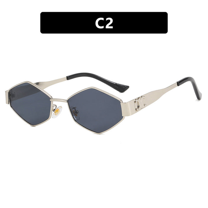Ladies fashionable hexagonal sunglasses with protective lenses and stylish metal frame Kalsten