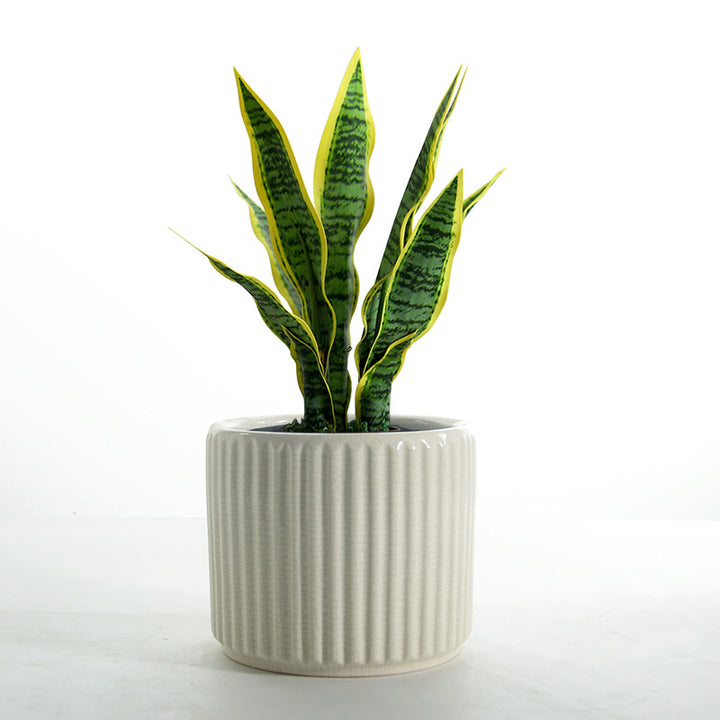 Elegant ceramic flower pot with ribbed structure Kalsten