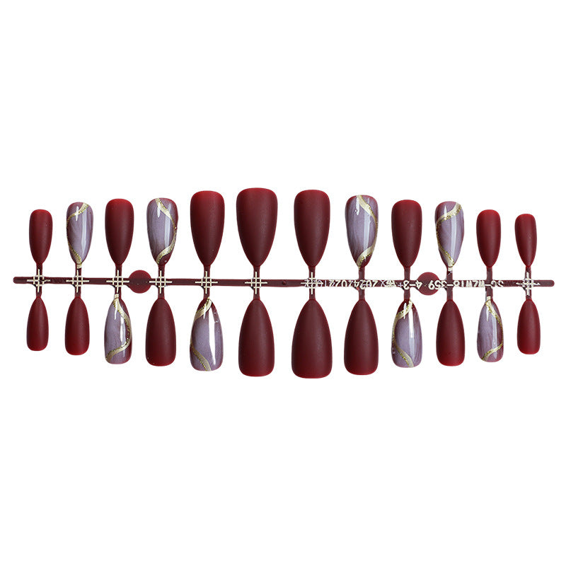 Elegant Press-On Nail Set with Artistic Floral and Glossy Designs Kalsten