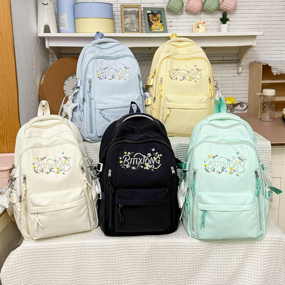 Embroidered Multi-Pocket Backpack Kalsten