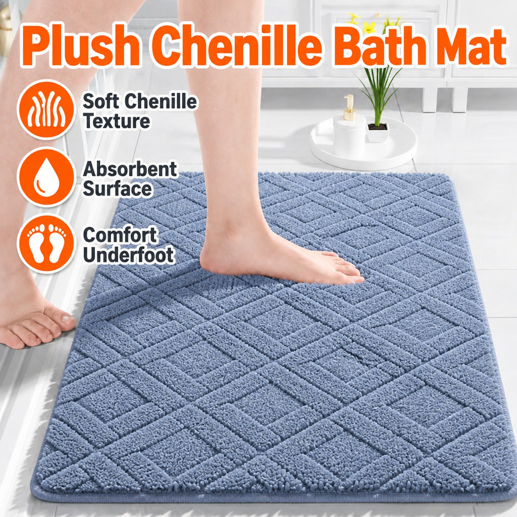 Plush Textured Bathroom Mat Kalsten
