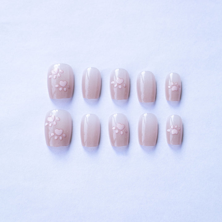 Playful Heart Paw Pattern Nail Art