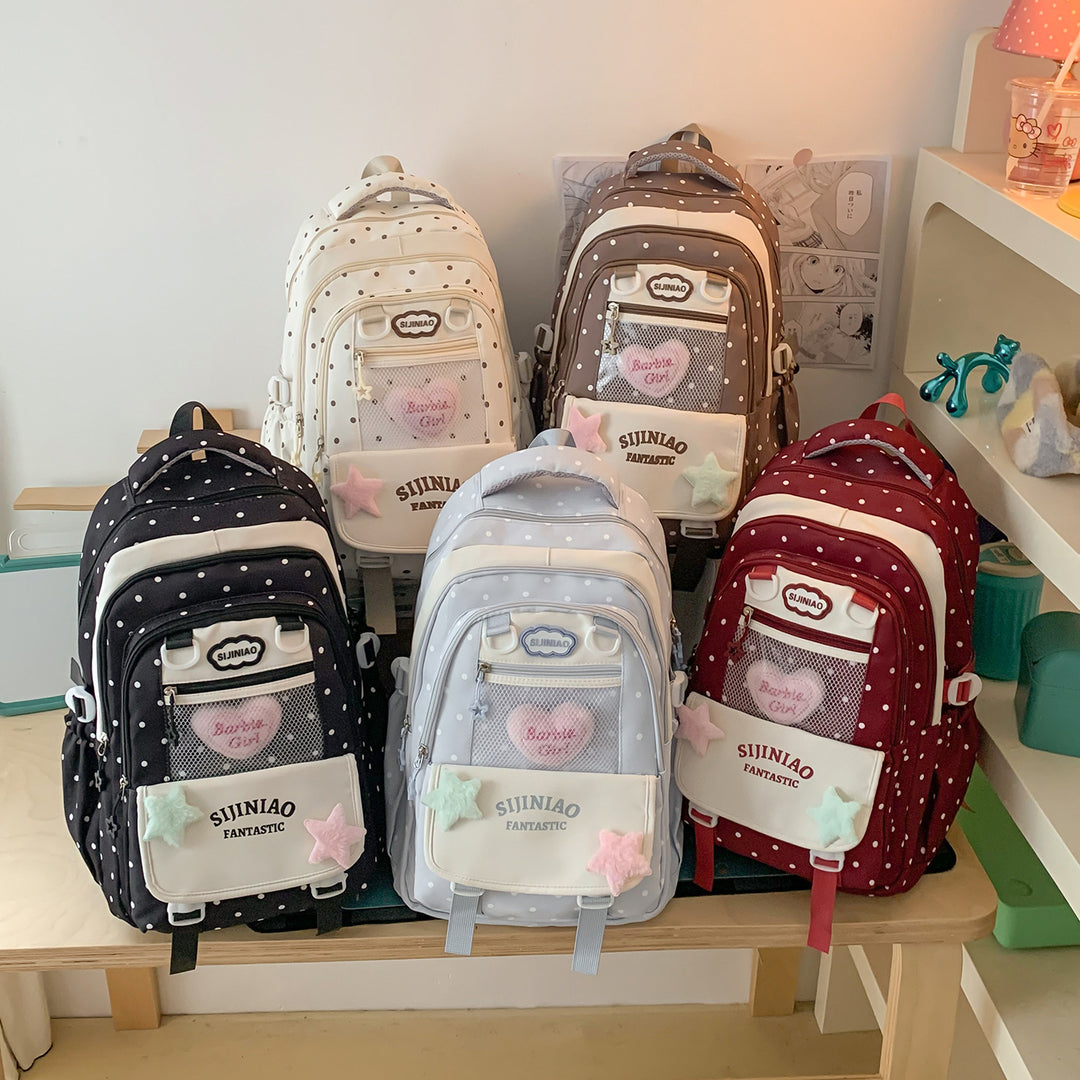 Stylish Polka Dot School Backpack Kalsten