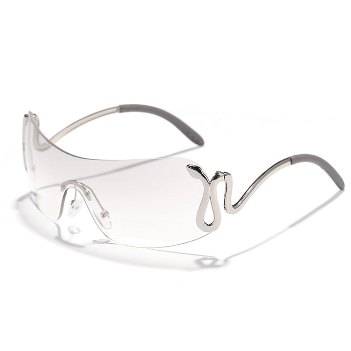 Women's fashionable futuristic sunglasses with curved frame Kalsten