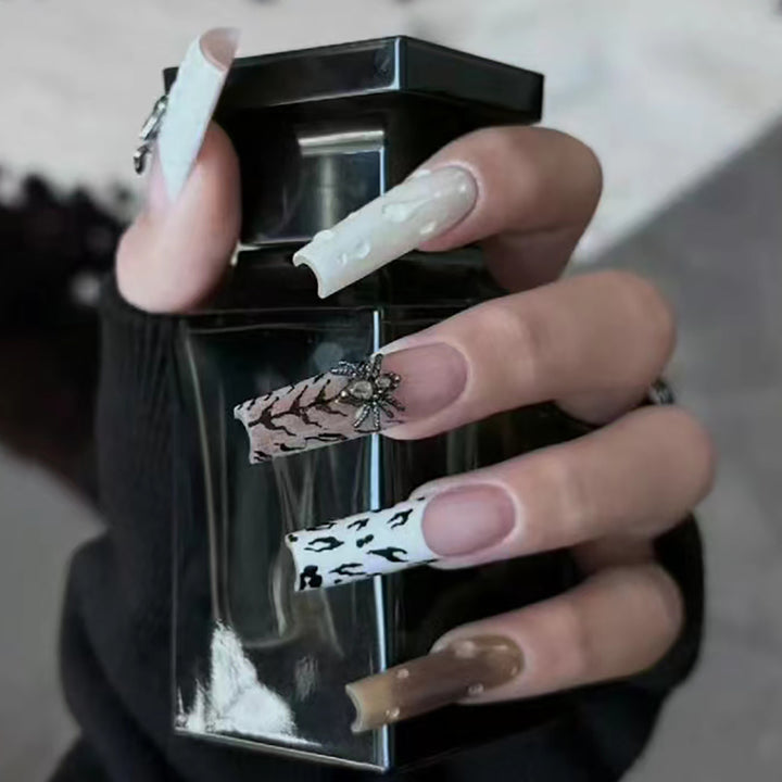 Artistic Long Stiletto Press-On Nail Set with Unique Patterns Kalsten