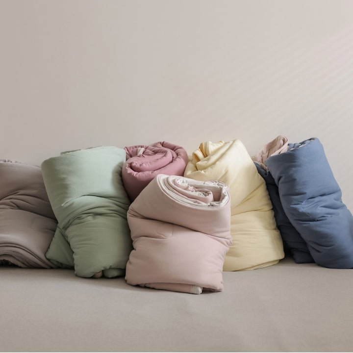 Bedding set made of breathable cotton percale with light stonewash