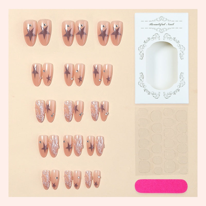 Acrylic nail set with elegant star and glitter details Kalsten