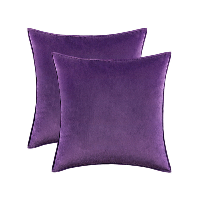 Plush Velvet Square Decorative Pillow Cover Pair with Knife-Edge Seam and Hidden Zipper