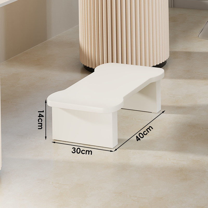 Low Wooden Step Stool with Non-Slip Strips and Curved Ergonomic Top