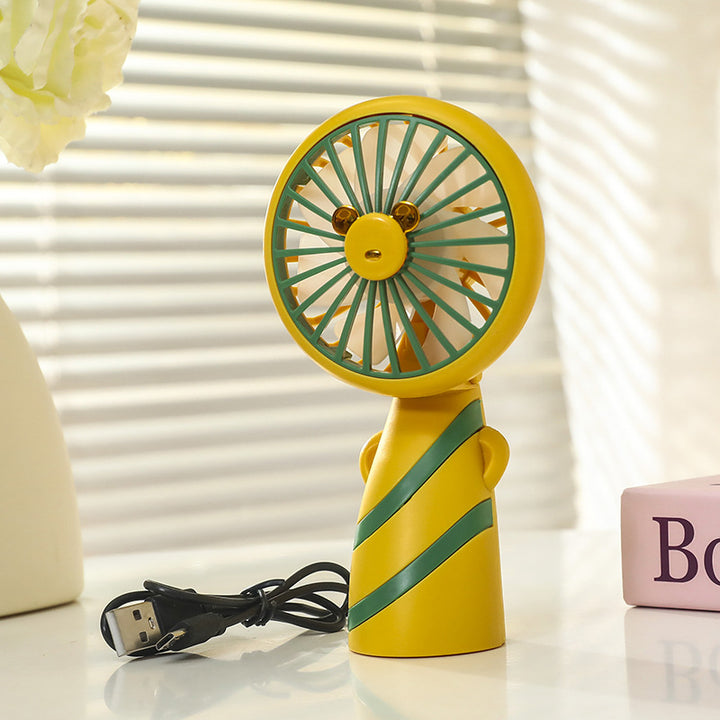 Women's Portable Handheld Fan with Ergonomic Grip and Cute Animal Design Kalsten