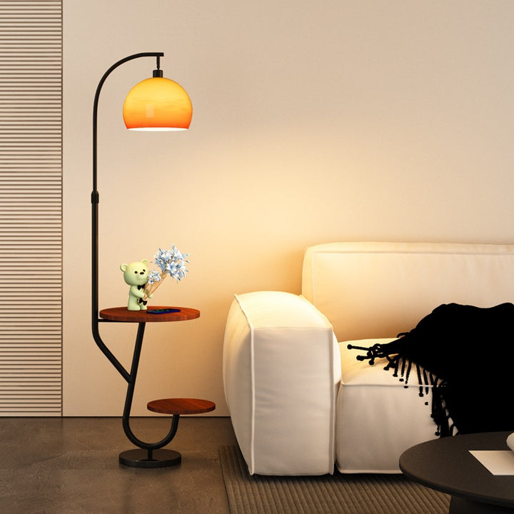 Multi-Functional Artistic Floor Lamp with Integrated Side Table