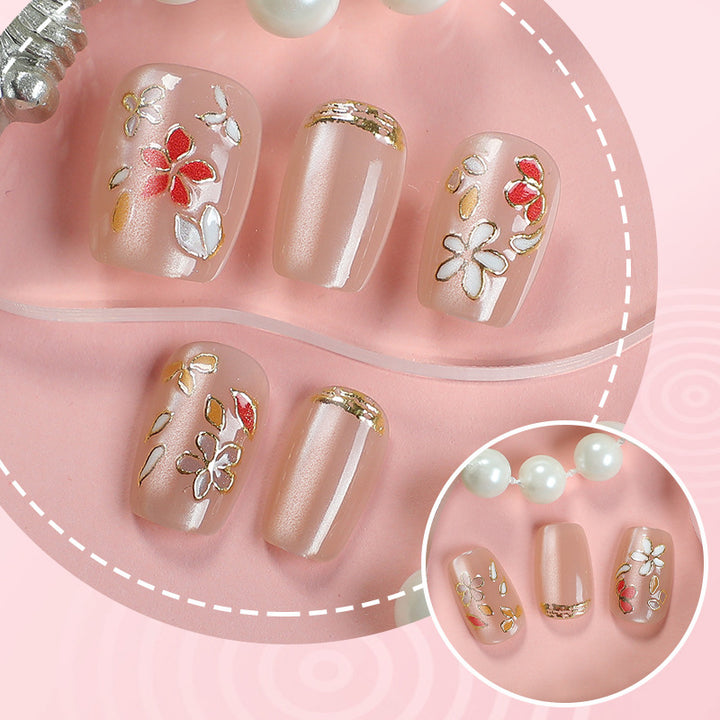 Artistic Floral Accent Press-On Nail Set