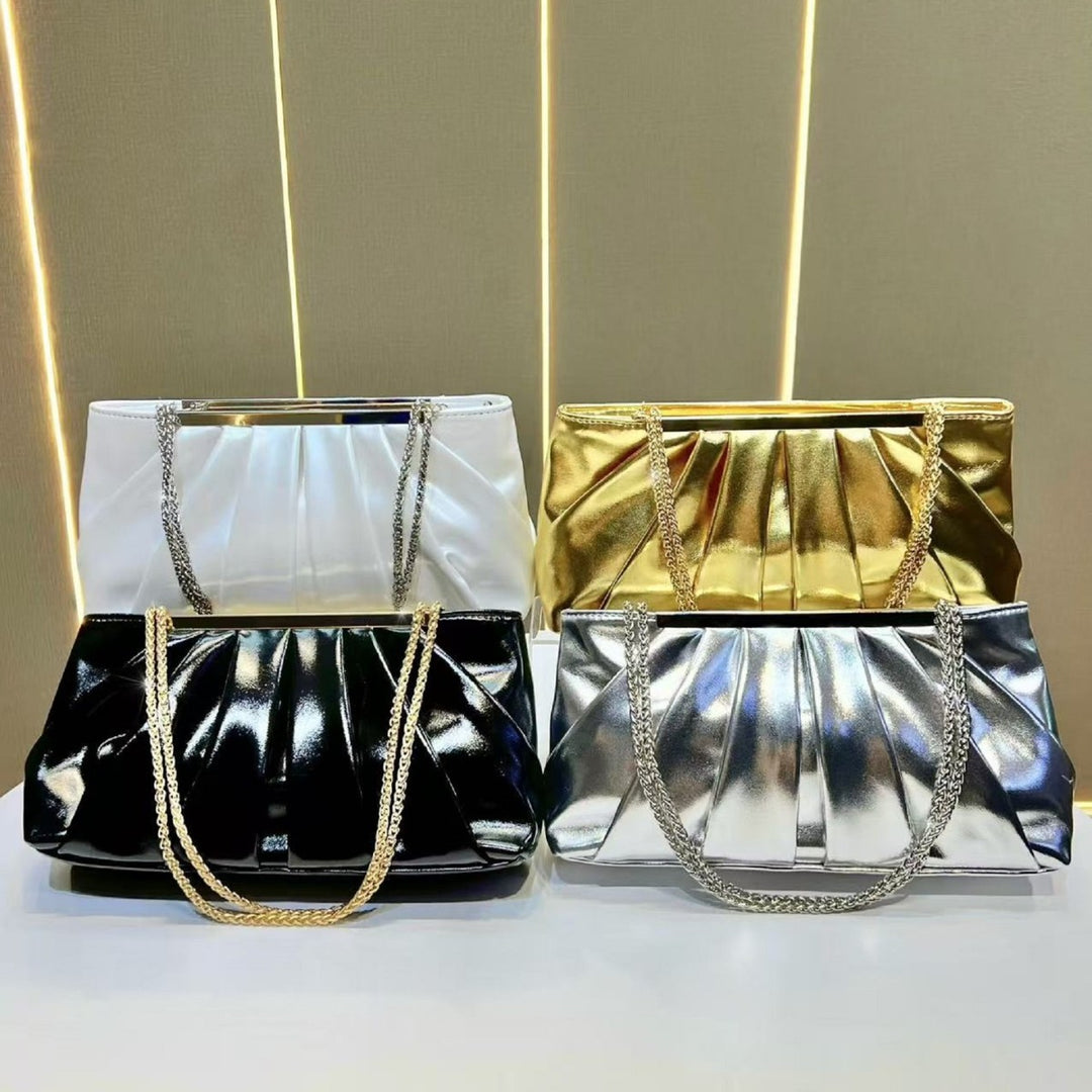 Pleated Chain Strap Evening Handbag