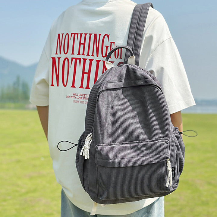 Corduroy Textured Casual Backpack Kalsten