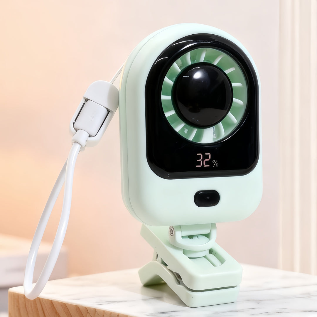 Women's portable table fan with LCD display and USB charging port Kalsten